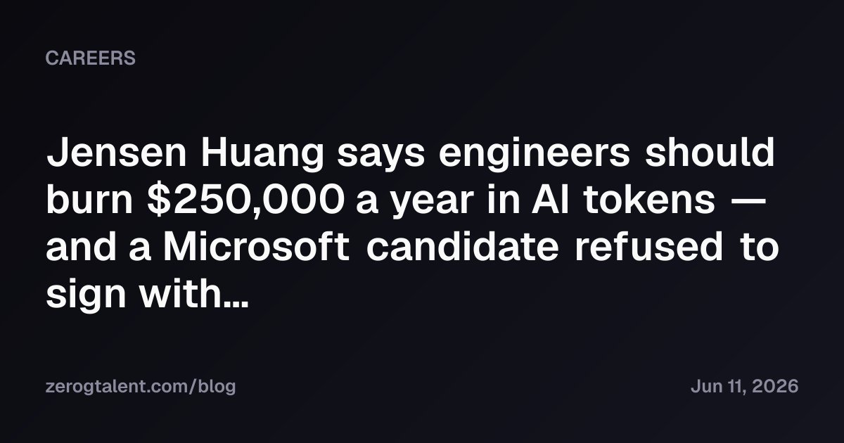 Visual for Jensen Huang says engineers should burn $250,000 a year in AI tokens - and a Microsoft candidate refused to sign without a daily compute floor